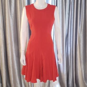 BCBGMAXAZRIA Red Pleated Sleeveless Dress
